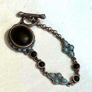 Onyx Turquoise Bracelet ~ Mexican Jewelry ~ Toggle Clasp ~ Southwestern